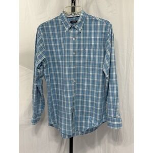 IZOD Button-Down Shirt Mens Medium Blue‎ Casual Long Sleeve Cotton Polyester